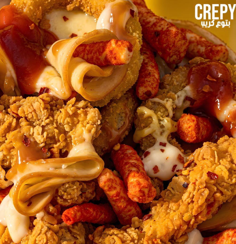 Crepy appetite macro of loaded crepe toppings